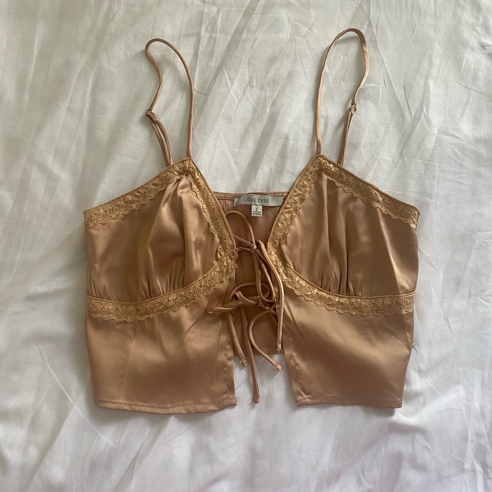 Cropped satin top